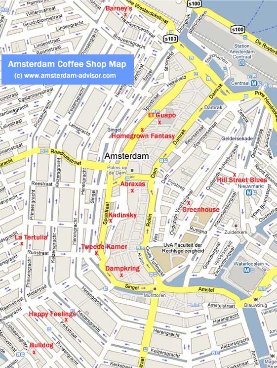 Amsterdam coffee shop map