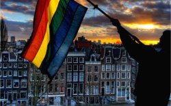 Gay flag over Amsterdam