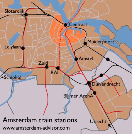 Amsterdam train stations map