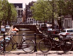 Bikes along Amsterdam's canals