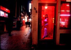 Prostitute in the Amsterdam red light district